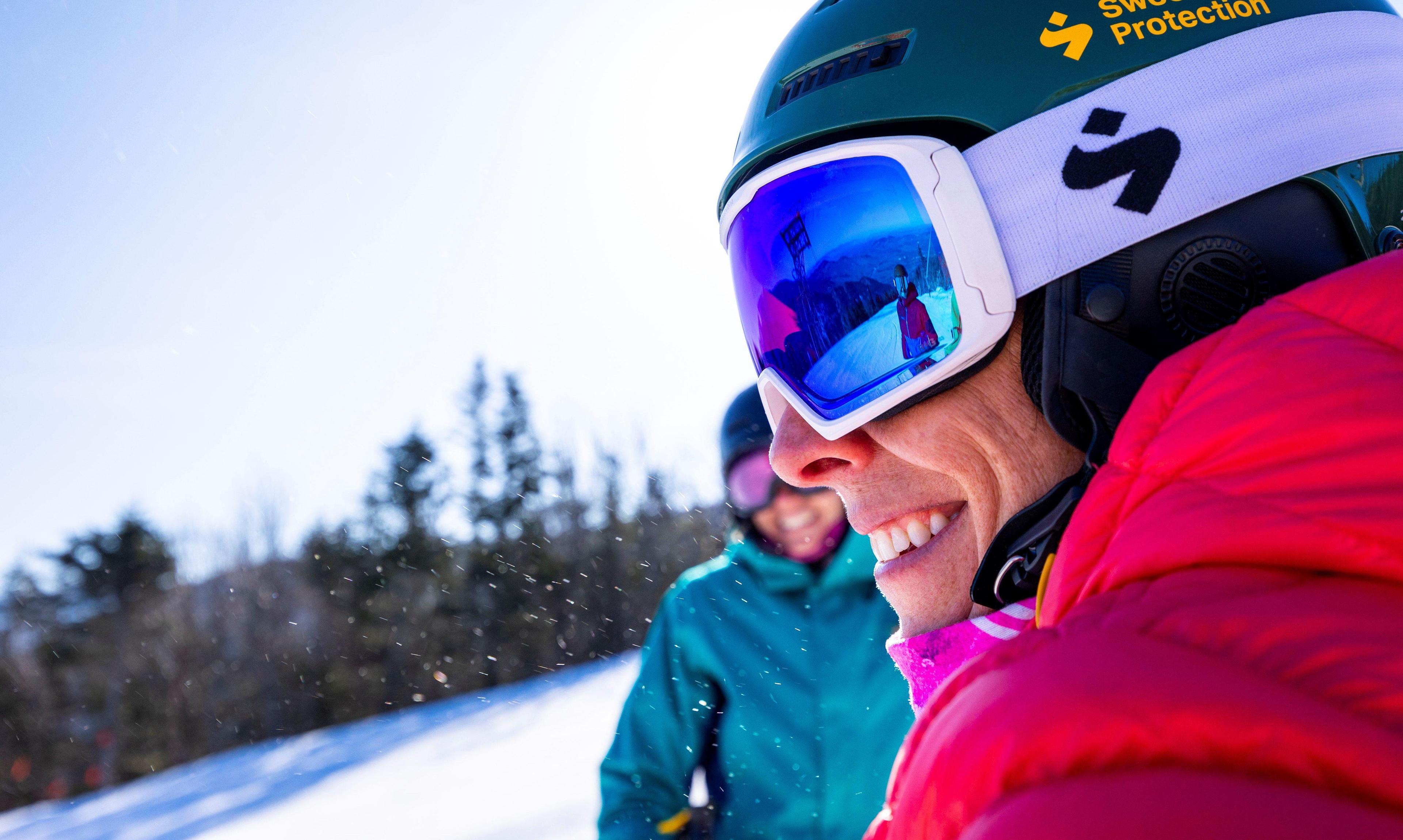 Closeup of skiers faces