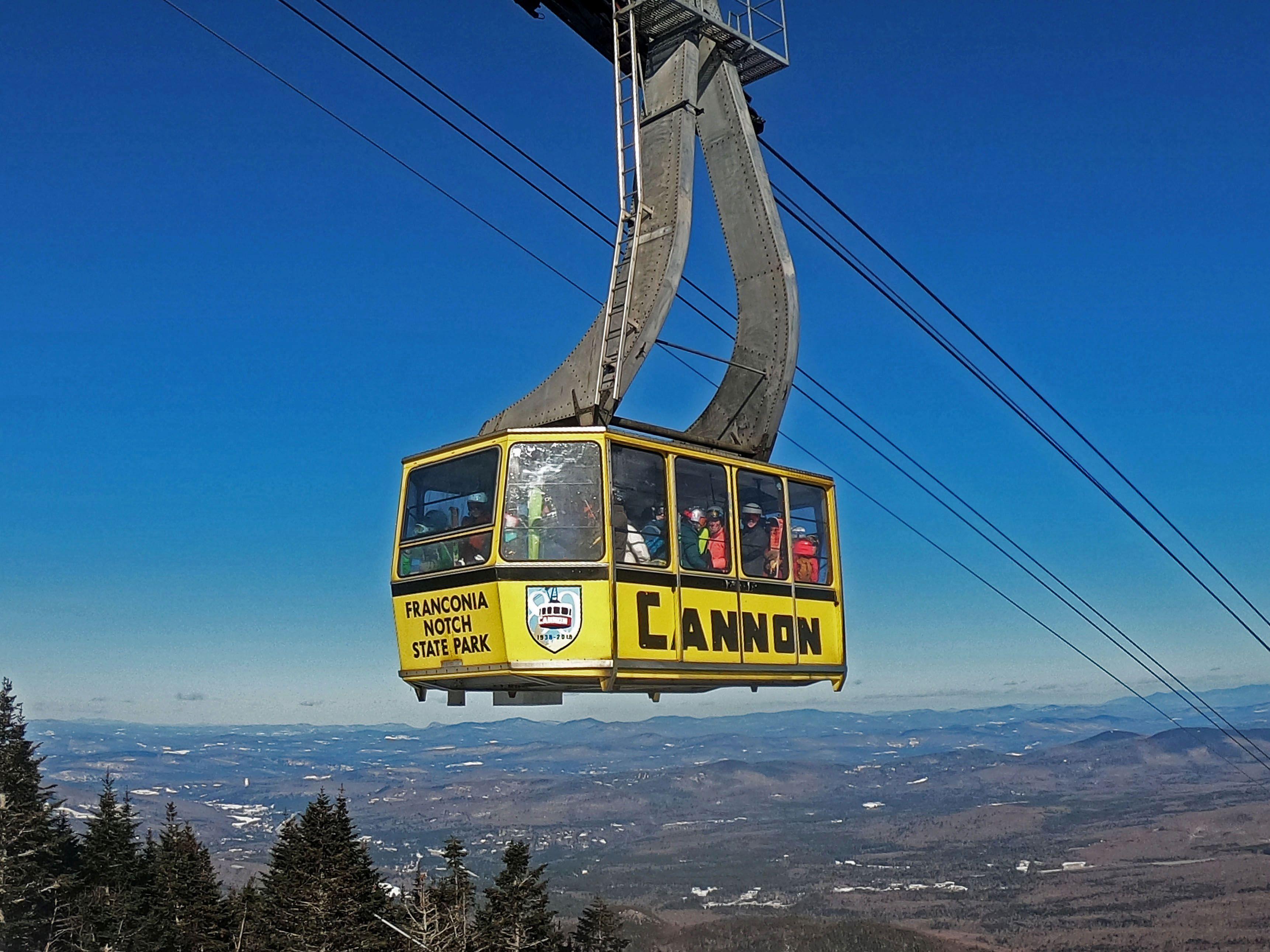 Yellow tram on the horizon